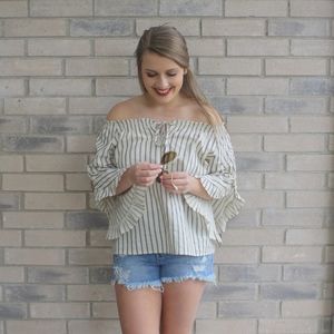 Dylan Striped Off-the-Shoulder Blouse